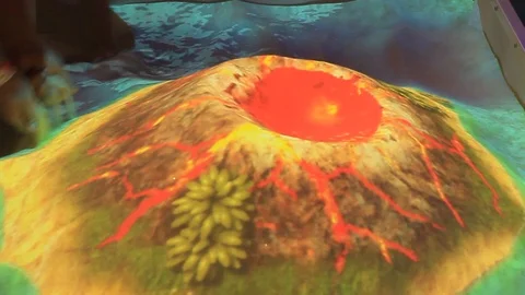 Children's play with interactive, virtual sand Stock Footage 123700067