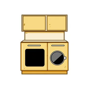 Children's play kitchen set with oven and washing machine Stock Illustration