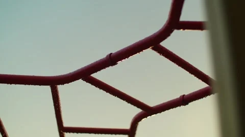 Children's playground with climbing frames in the rain. Empty wet playground Stock Footage 251733693