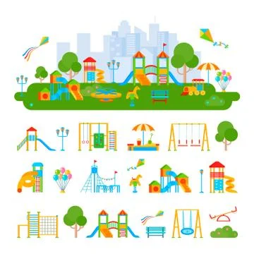 Childrens Playground Constructor Composition Stock Illustration