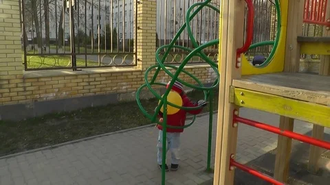 Children's playground during the day Stock Footage 74590850