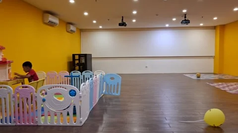 The children's playground facility at Yellow Bee Hotel Stock Footage 282419794