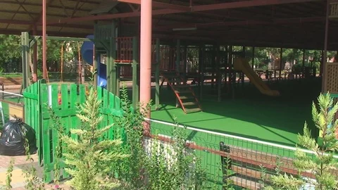 Children's Playground located in the pavilion Vídeos de archivo 75734164