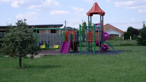 Children's playground in the park, 4k Stock Footage 308662550
