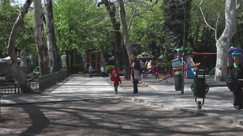 Children's playground in a spring day Stock Footage 37623976