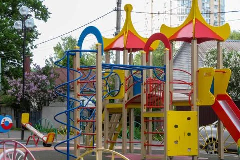 Children's playground in the yard Stock Photos