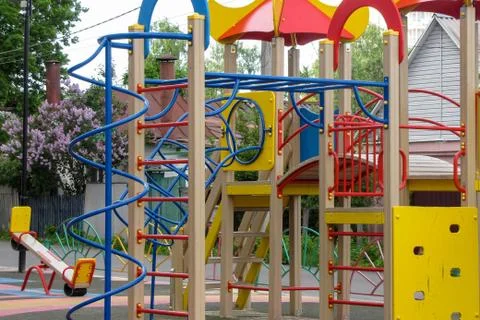 Children's playground in the yard Stock Photos