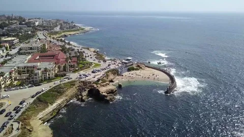 Children's Pool Beach, CA, Ascent Pedestal Shot Stock Footage 109691660