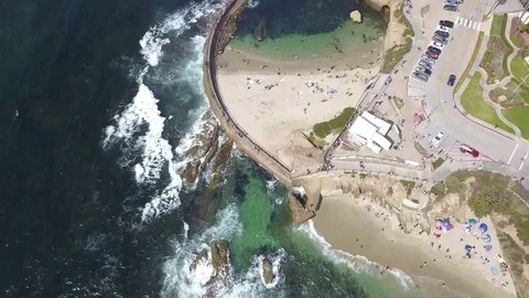 Children's Pool Beach, CA, Fly Over Trucking Shot Stock Footage 109691783