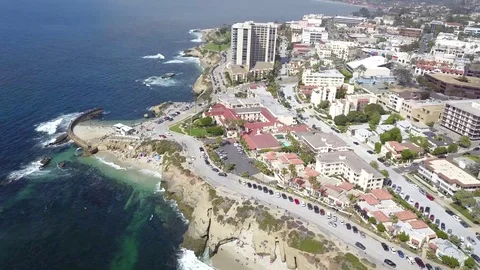 Children's Pool Beach Pan, La Jolla, California Coast, HD Stock Footage 109691836