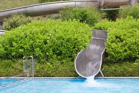 Children's pool with slide Stock Photos