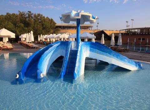 Children's pool with slides Foto stock