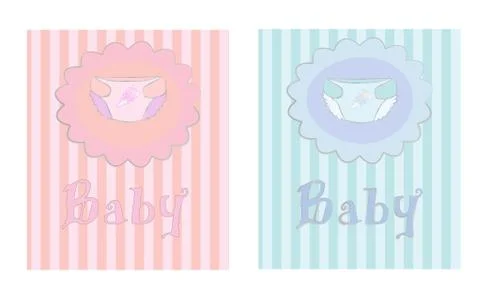 Children's postcard with diapers, vector Stock Illustration