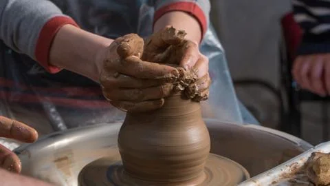 Children's pottery studio Stock Photos