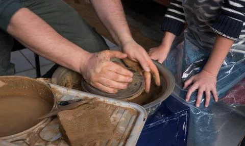 Children's pottery studio Stock Photos