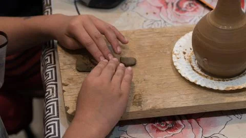 Children's pottery studio Stock Photos