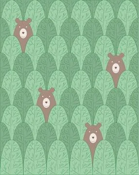 Children's print with bears Stockillustratie