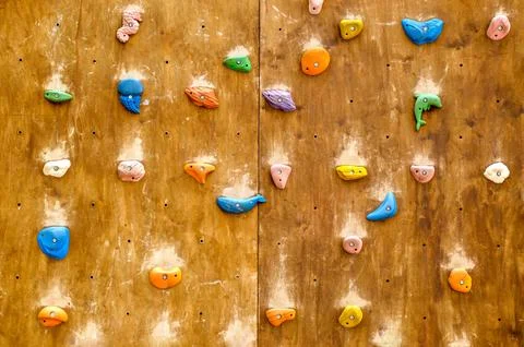 Childrens public climbing wall with marine colorful figures in the park Stock Photos