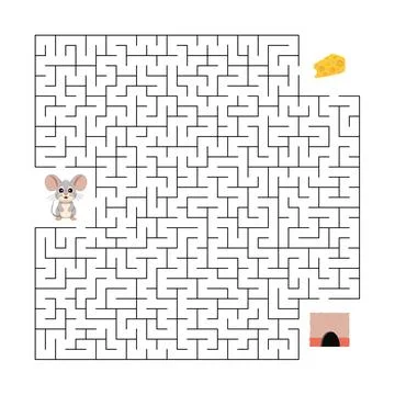 Children's puzzle game. Help the mouse find the cheese and get out of the maz Stock Illustration