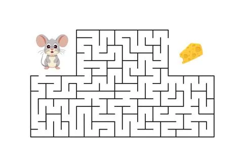Children's puzzle game. Help the mouse get to the cheese. Vector illustration Stock Illustration