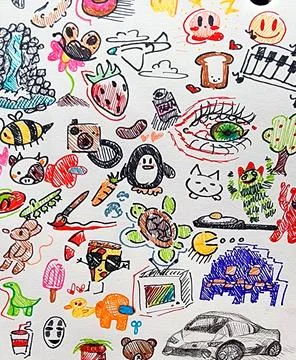 Children's random scribblings Stock Photos