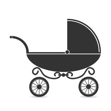 Children's retro stroller Stock Illustration
