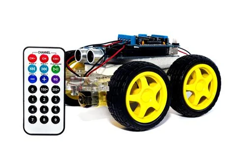 Children's robotics.Programmable robotic car Stock Photos
