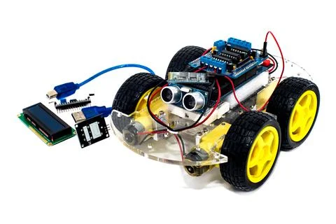 Children's robotics.Programmable robotic car Stock Photos