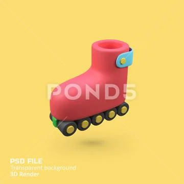Children's roller skates isolated 3d render icon illustration Plantilla PSD