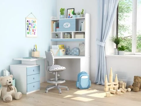 Children's room. 3d rendering Illustrazione stock