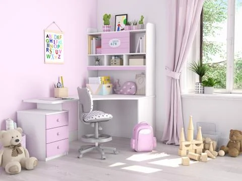 Children's room. 3d rendering Stock Illustration