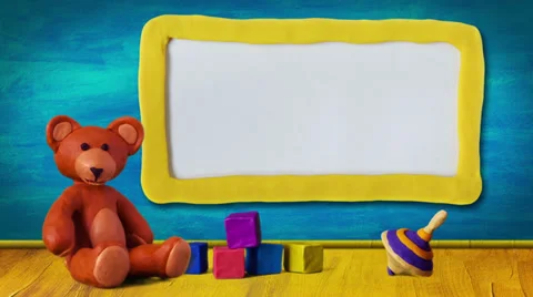 Children's room with bear, cubes and peg-top 2 Stock Footage 27814844