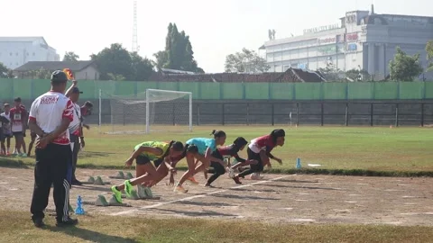 Children's running competition in Sleman Regency, Yogyakarta. Stock Footage 339518018