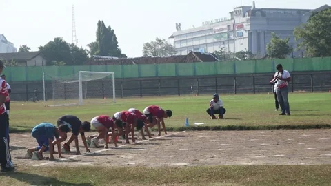 Children's running competition in Sleman Regency, Yogyakarta. Video stock 339518020