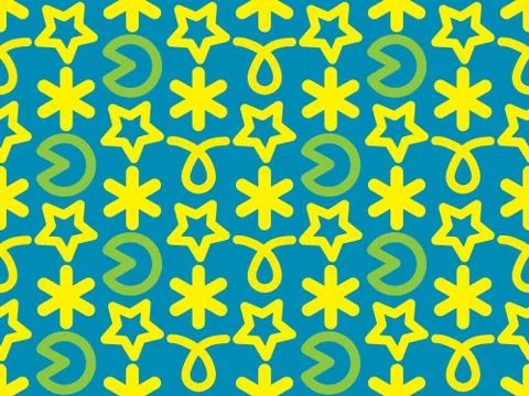 Children's scribbles and  loop on a seamless spring pattern. Illustrazione stock