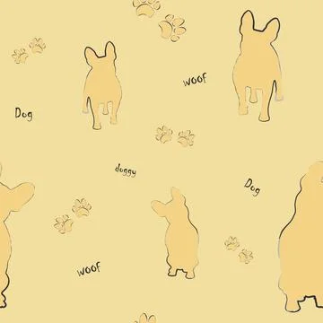 Children's seamless pattern with dog and paw. Stock Illustration