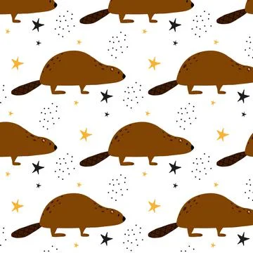 Childrens seamless pattern with flowers and stars. Stock Illustration