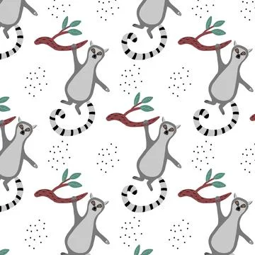 Childrens seamless pattern with lemur. Stock Illustration