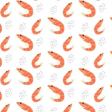 Childrens seamless pattern with shrimps. Stock Illustration