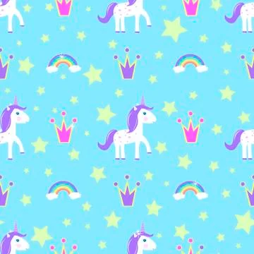 Children's seamless pattern unicorn Stock Illustration