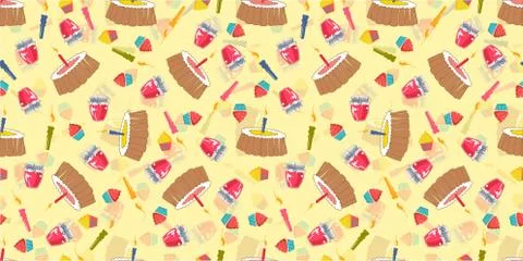 Children's seamless vector pattern. Plush teddy bear, toys. Children's textil 스톡 일러스트