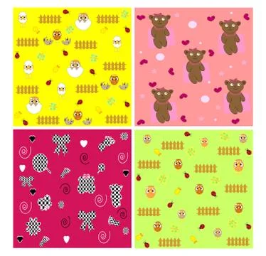 Children's seamless wallpaper vector Stock Illustration