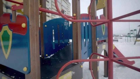 Children's slide in the yard Stock Footage 80484616