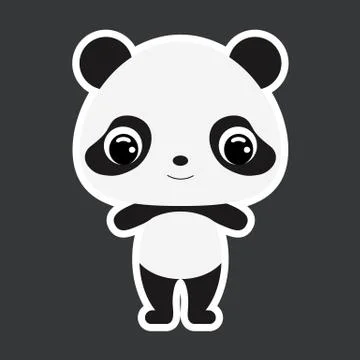 Children's sticker of cute little panda. Flat vector stock illustration Stock Illustration