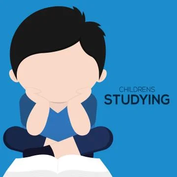 Childrens studying poster Stock Illustration