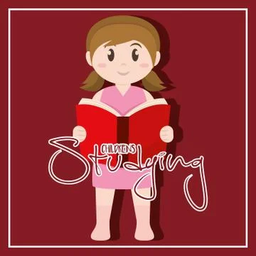 Childrens studying poster Stock Illustration