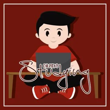 Childrens studying poster Stock Illustration