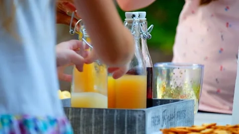 Childrens summer party.summer drink. Stock Footage 199080720