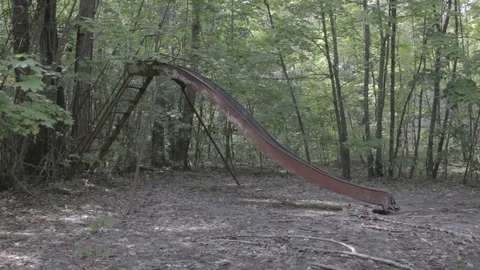 Children's swing in Chernogbyl Stock Footage 118525932