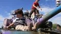 Childrens on the tanks HD Footage